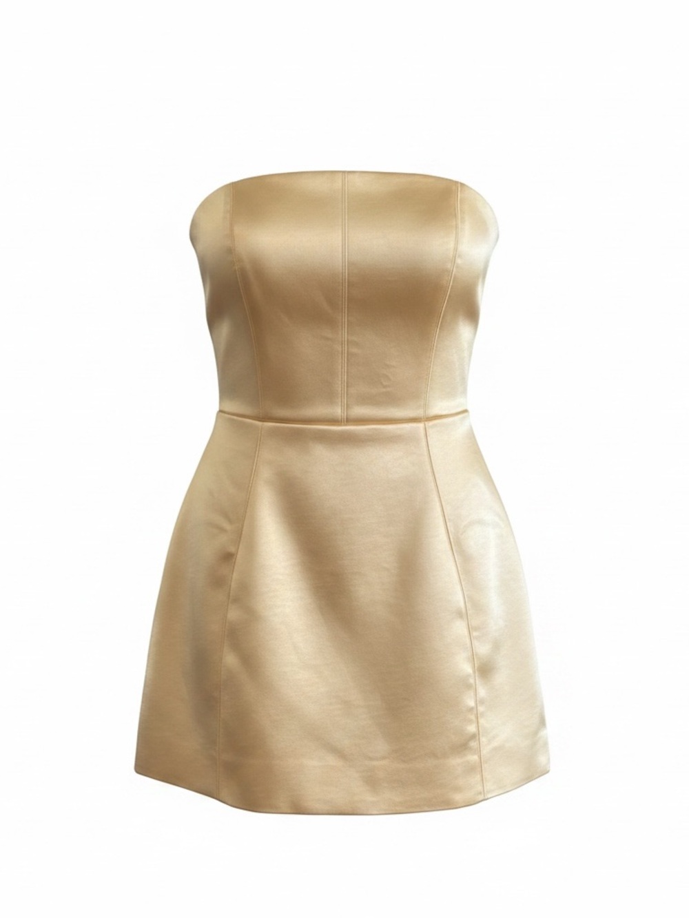 Oh Polly Strapless Mini Dress in lemon sorbet Satin finish